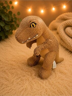 Build-A-Bear Brown Patterned Dinosaur Plush with Yellow Eyes
